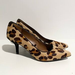 Zara Womens Leopard Pointed Toe‎ Kitten Heels 37